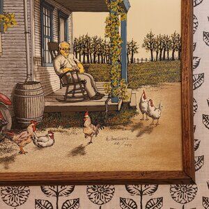 Signed & Numbered H. Hargrove "Country Living" Print With Wood Frame